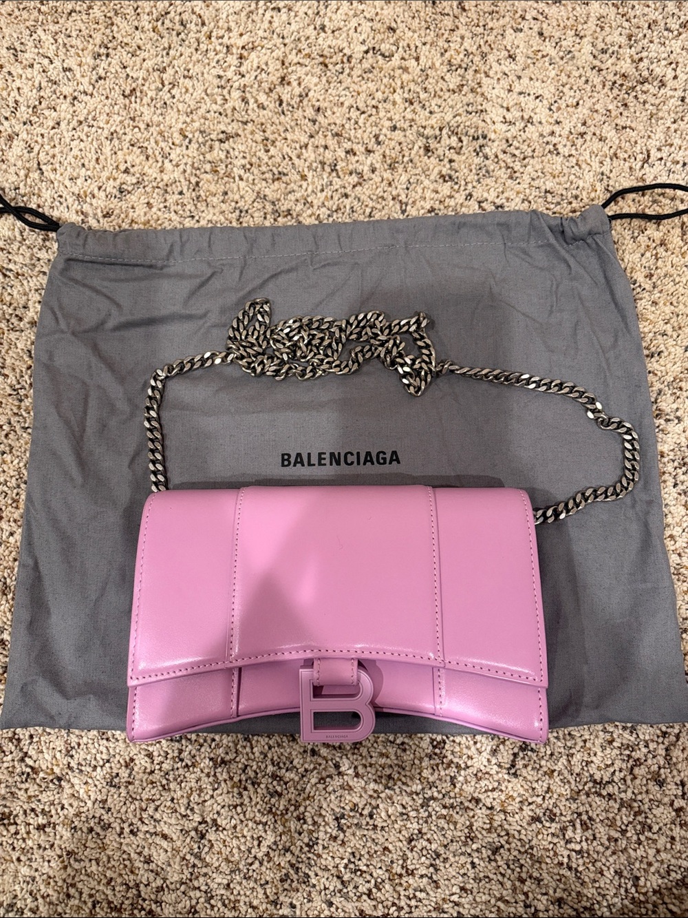 Balenciaga Lilac Hourglass Chain Crossbody Bag
